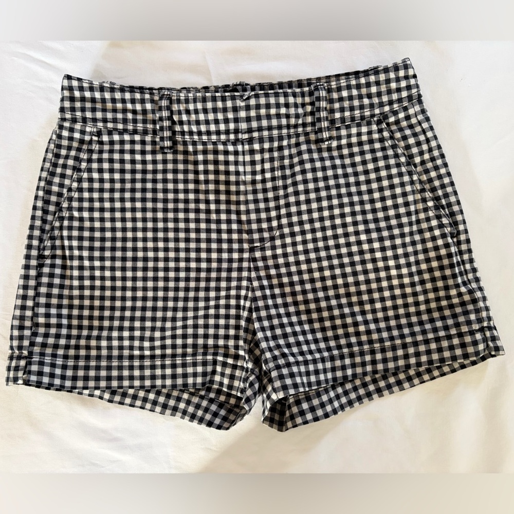 GAP Black White Gingham Shorts Women Size 00 Stretch Summer Preppy